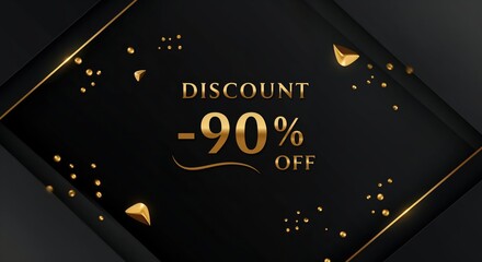 Elegant Discount: A sleek, modern design showcases a striking Discount -90% Off message, perfect for promotional material and eye-catching advertising.