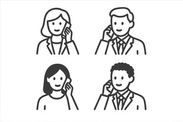 Diverse group of business people and casual users talking on mobile phones