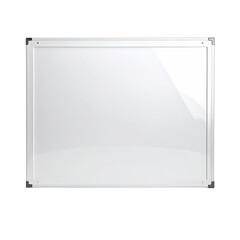 A glossy white magnetic dry-erase board with a silver frame against a black background.