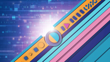 Colorful abstract shapes and patterns, Digital background Generative AI
