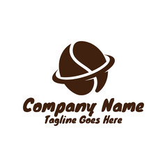 Coffee bean Planet for Coffee Shop Cafe Eatery or Beverage Product Icon Symbol Logo Design