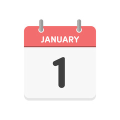 1月1日･JANUARY 1の日めくりカレンダーのアイコン - 1/1の日付入り英語の暦