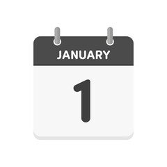 1月1日･JANUARY 1の日めくりカレンダーのアイコン - 1/1の日付入り英語の暦
