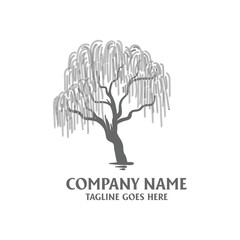 Natural Weeping Willow Tree Silhouette Logo Vector Botanical Resilience © AFstudio87