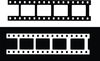 Old grunge Film strip reel icon. Cinema or movie roll with frames. Video or movie filmstrip overlay, cinema or photograph camera long film strip with transparent screen