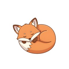 Baby fox curled up sleeping with soft smooth shapes and adorable kawai charm cut kawai images jpg