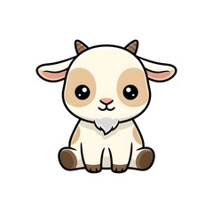 Baby goat sitting with small horns soft rounded body and cute kawai character look cut kawai images jpg