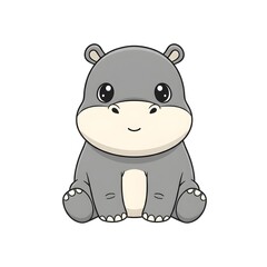 Baby hippo sitting with tiny ears soft rounded body and adorable kawai character design cut kawai images jpg