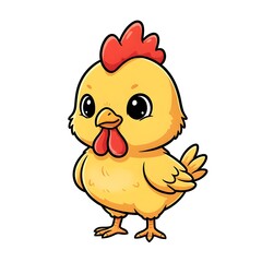 Cute baby rooster standing proud with soft rounded body and clean kawai character style cut kawai images jpg