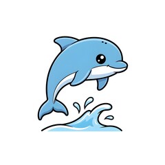 Cute dolphin jumping with smooth curves minimal rounded shapes and kawai character look cut kawai images jpg