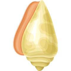 Seashell illustration with spiral texture and tan interior on a transparent background Pixel art style