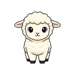 Cute lamb with fluffy wool soft rounded shapes and minimal kawai character design cut kawai images jpg