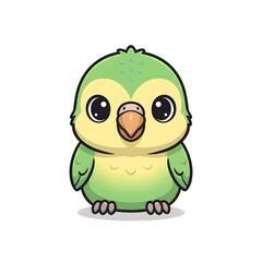 Cute parrot baby sitting quietly with soft rounded shapes and simple kawai style cut kawai images jpg