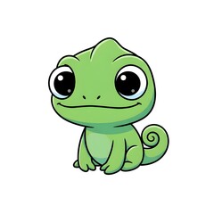Tiny chameleon smiling with smooth minimal rounded body and cute kawai expression cut kawai images jpg
