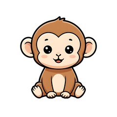 Tiny monkey smiling with soft rounded body clean shapes and adorable kawai style cut kawai images jpg