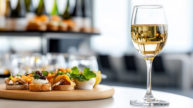 Elegant Wine and Appetizers A Culinary Celebration with Refined Glassware.