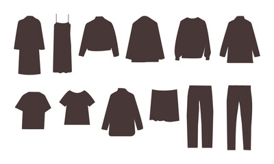 Fashion clothes Icon or Silhouette Clothes Isolated on white background. Modern Flat Simple Style for fashion cards , web social media design .