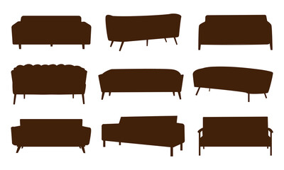 Sofas icon set vector silhouette on white background , hand drawn illustration for web ,banner and social media design .