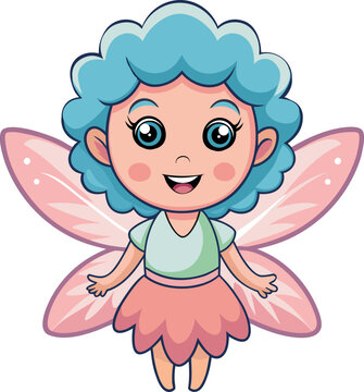 Baby Fairy Cartoon Illustration with Curly hairs