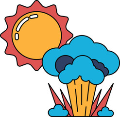 A sun is shining on a cloudless sky