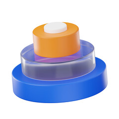 Stacked Cylinder Chart 3D, Infographic 3D Illustration, 3D Infographic Glass