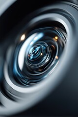 Extreme macro of futuristic VR lens with layered glass reflections and smooth metallic details
Keywords