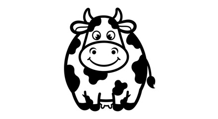 Cute black and white cartoon cow illustration