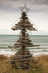 Christmas in the southern hemisphere - outdoor decorations for camping at a New Zealand beach