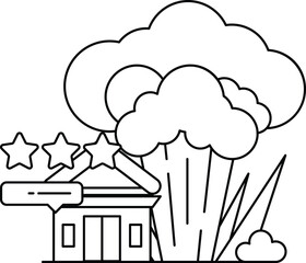 A building with a star on it and a building next to it