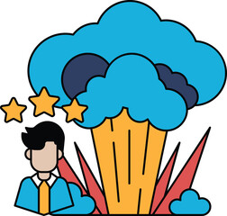 The man is wearing a tie and he is in a business setting