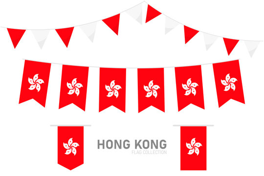 Hong Kong national flag collection, Flag garlands festive bunting triangle banners and hanging flag