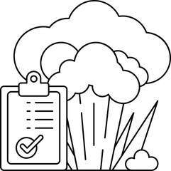 A clipboard with a check mark on it is next to a large cloud of broccoli