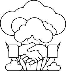 A hand shaking another hand in a cloud of smoke