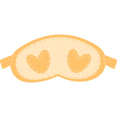 Peach Colored Sleep Mask with Two Orange Heart Shapes and Stitched Details on a Transparent Background Isolated Vector Graphic