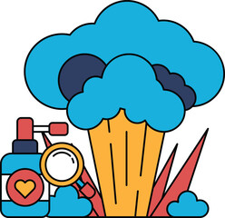 A drawing of a cloud with a spray bottle