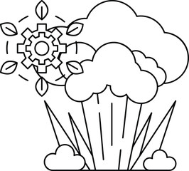 A black and white drawing of a cloud with a snowflake on it