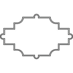 Ornate Decorative Frame Emblem With Double Line Border In Black And White On Transparent Background Elegant Vintage Style Badge Or Label Placeholder For Text Or Design Elements