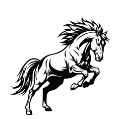 Powerful Rearing Horse Silhouette Dynamic Action Pose.