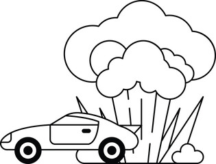 A car is driving through a field of grass