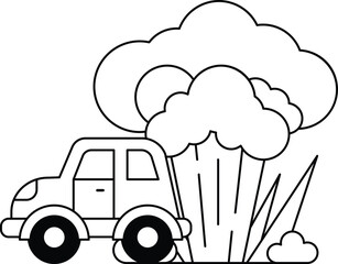 A car is driving through a cloud of smoke