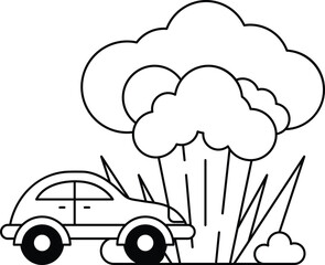 A car is in the middle of a cloud of smoke