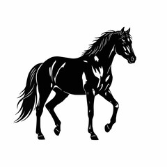 Elegant Black Horse Silhouette in Motion.