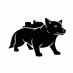 Silhouette of a Determined Wolf Standing Tall.