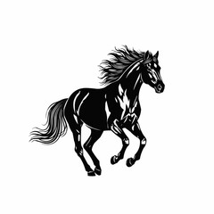 Majestic Black Horse Galloping Freely in Motion.