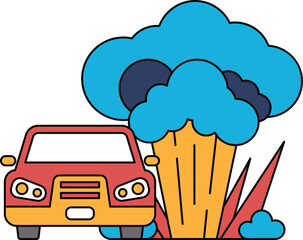 A car is shown with smoke coming out of it