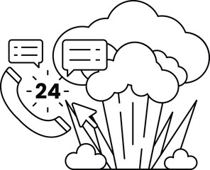 A black and white drawing of a phone with the number 24 on it