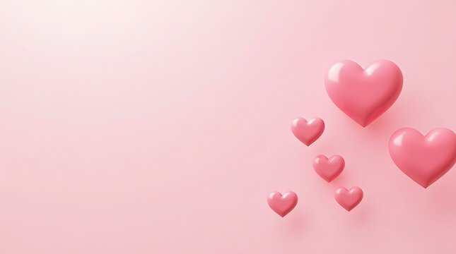 Valentine and Love Theme Backgrounds, floating pink hearts with smooth gradient pastel background