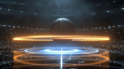 Rotating Sphere with Circular Glowing Lights in Stadium