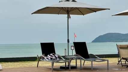 Lounge chairs on the beach