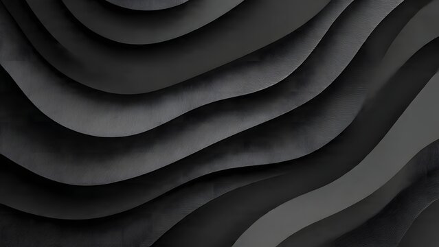 ia generated. Abstract design with overlapping wavy shapes in dark gray and black tones, creating modern texture and visual depth.